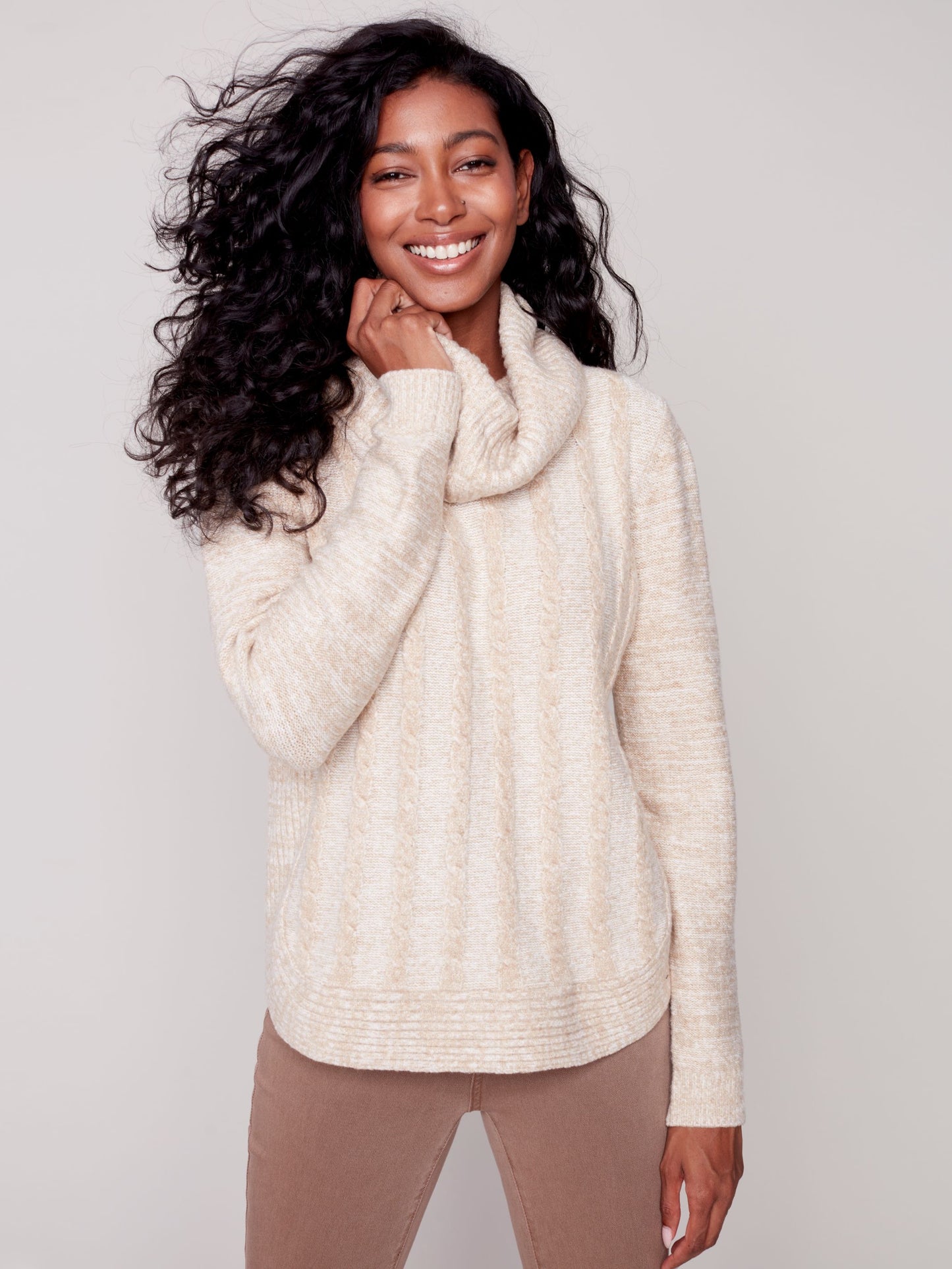 CB Cable Knit Two Tone Sweater