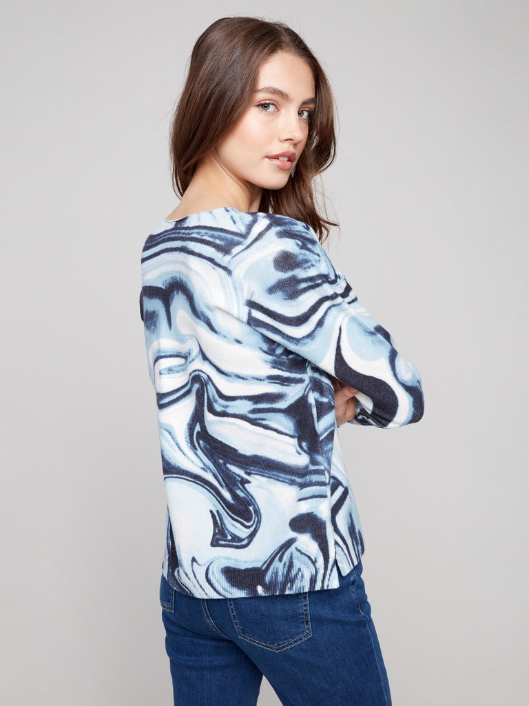CB Printed Plushy V-Neck