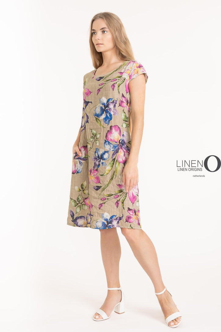 LO Cap Slv Dress French Linen