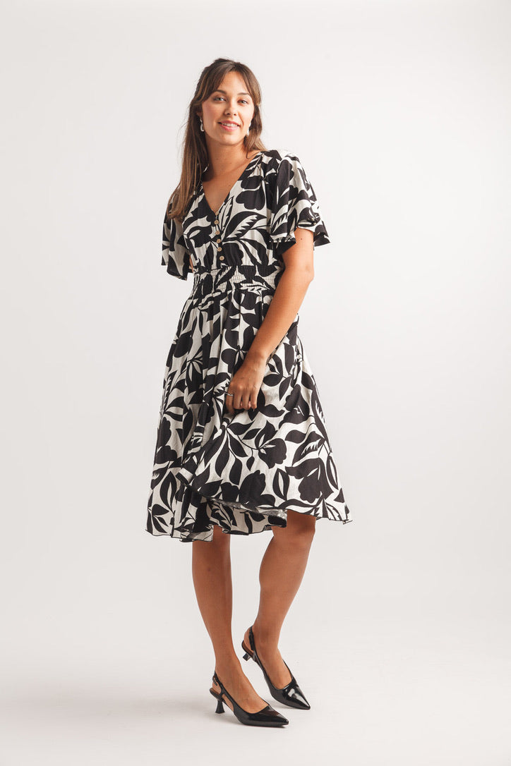 PPLN Print Dress W/Sleeves