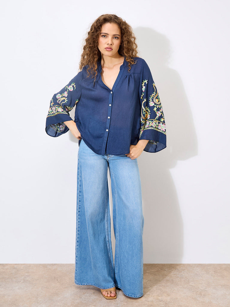 AP Paisley Bell Slv Blouse