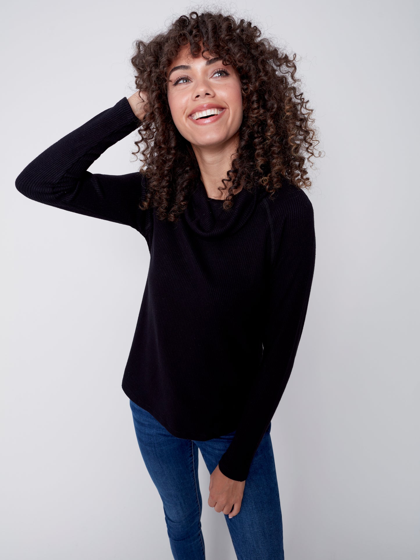 CB Ribbed Cowl Neck Top