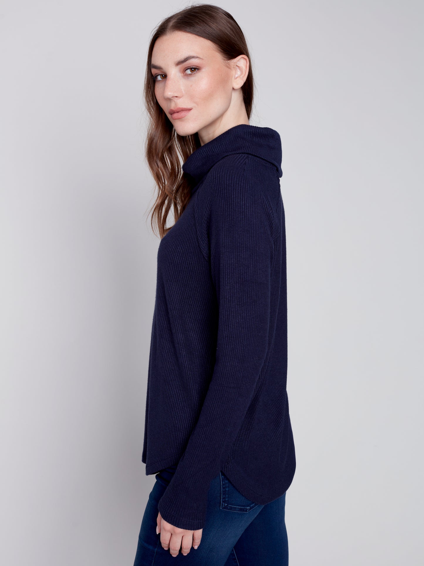 CB Ribbed Cowl Neck Top