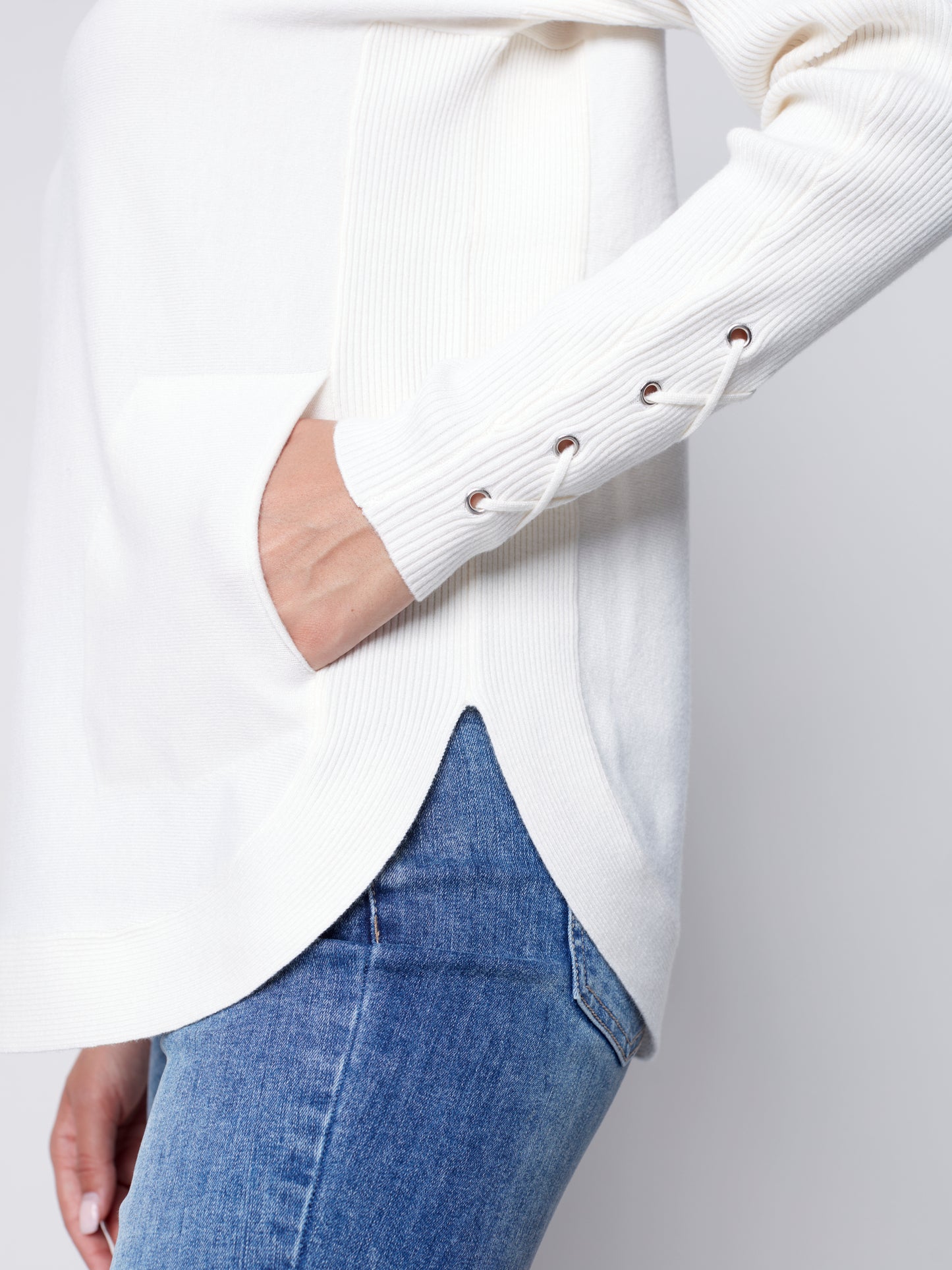 CB Cuff Lace-Up Sweater