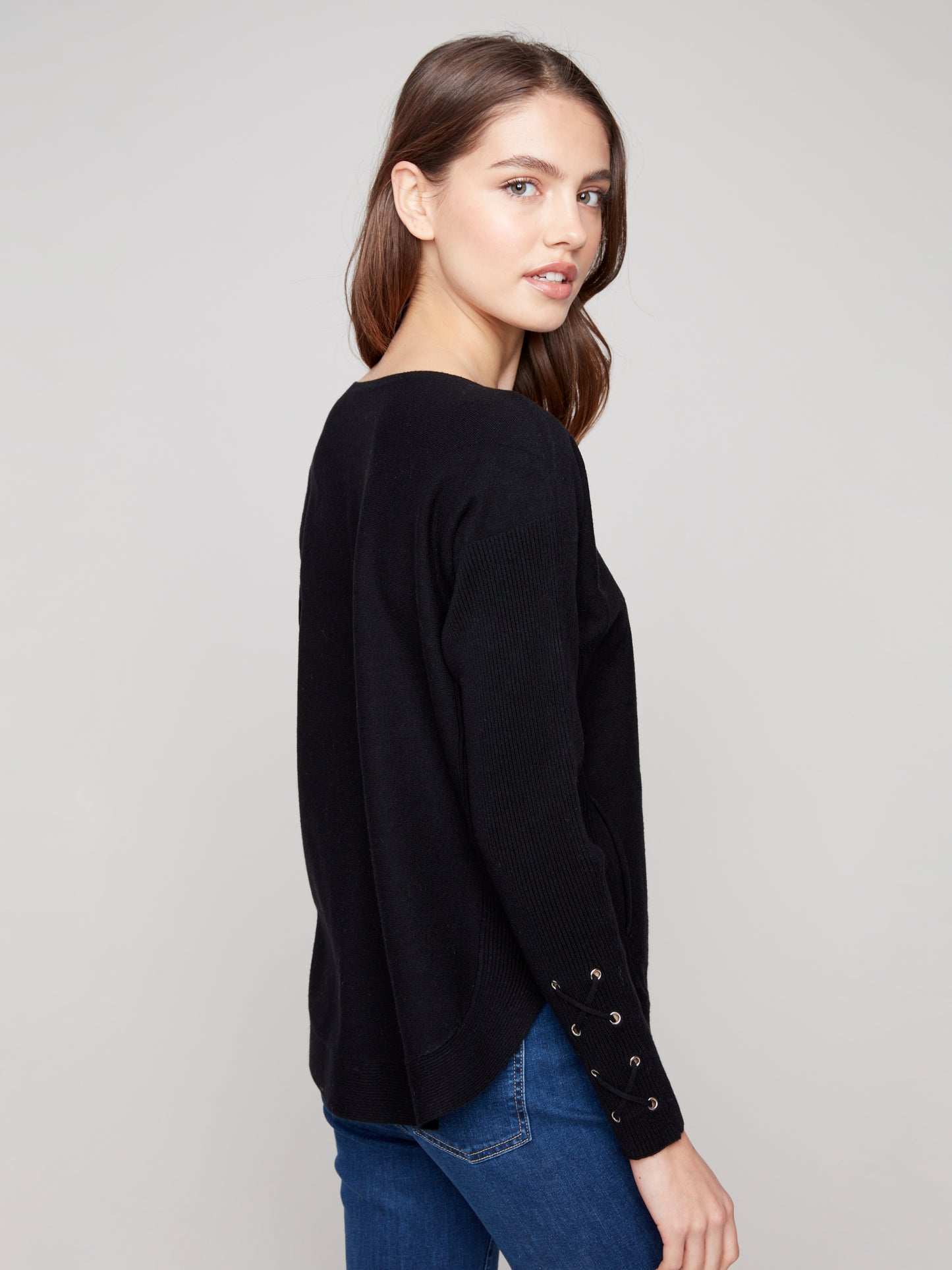 CB Cuff Lace-Up Sweater