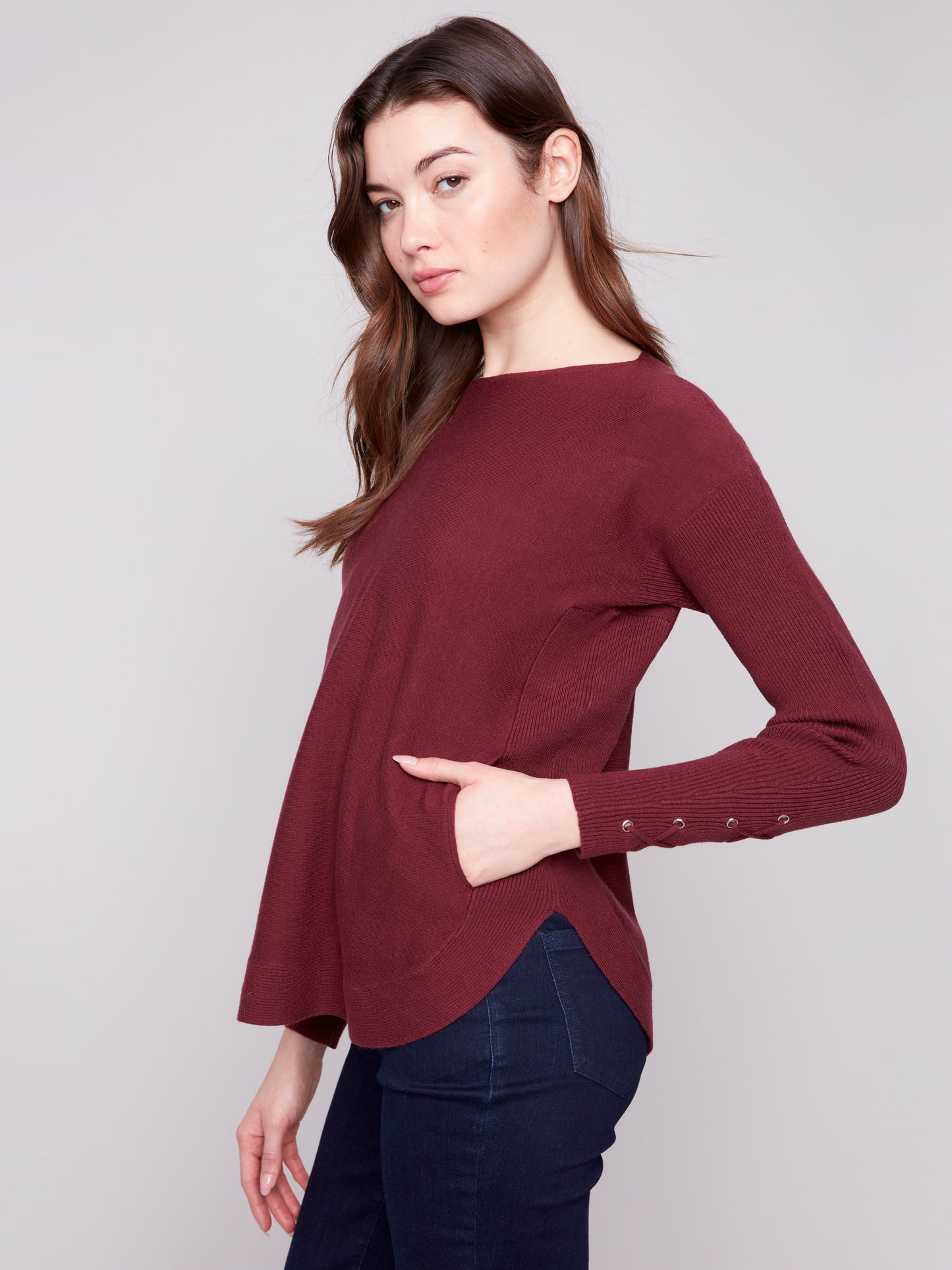 CB Cuff Lace-Up Sweater
