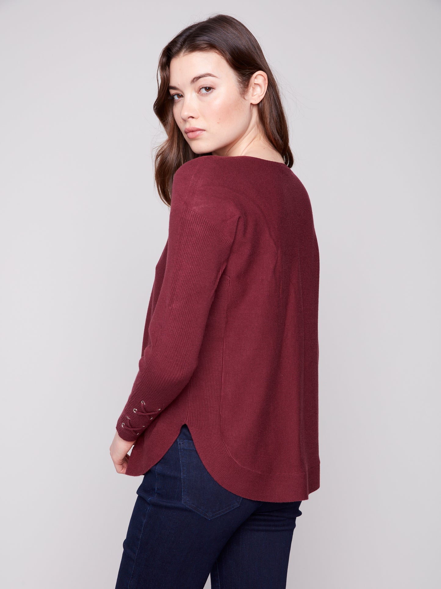 CB Cuff Lace-Up Sweater