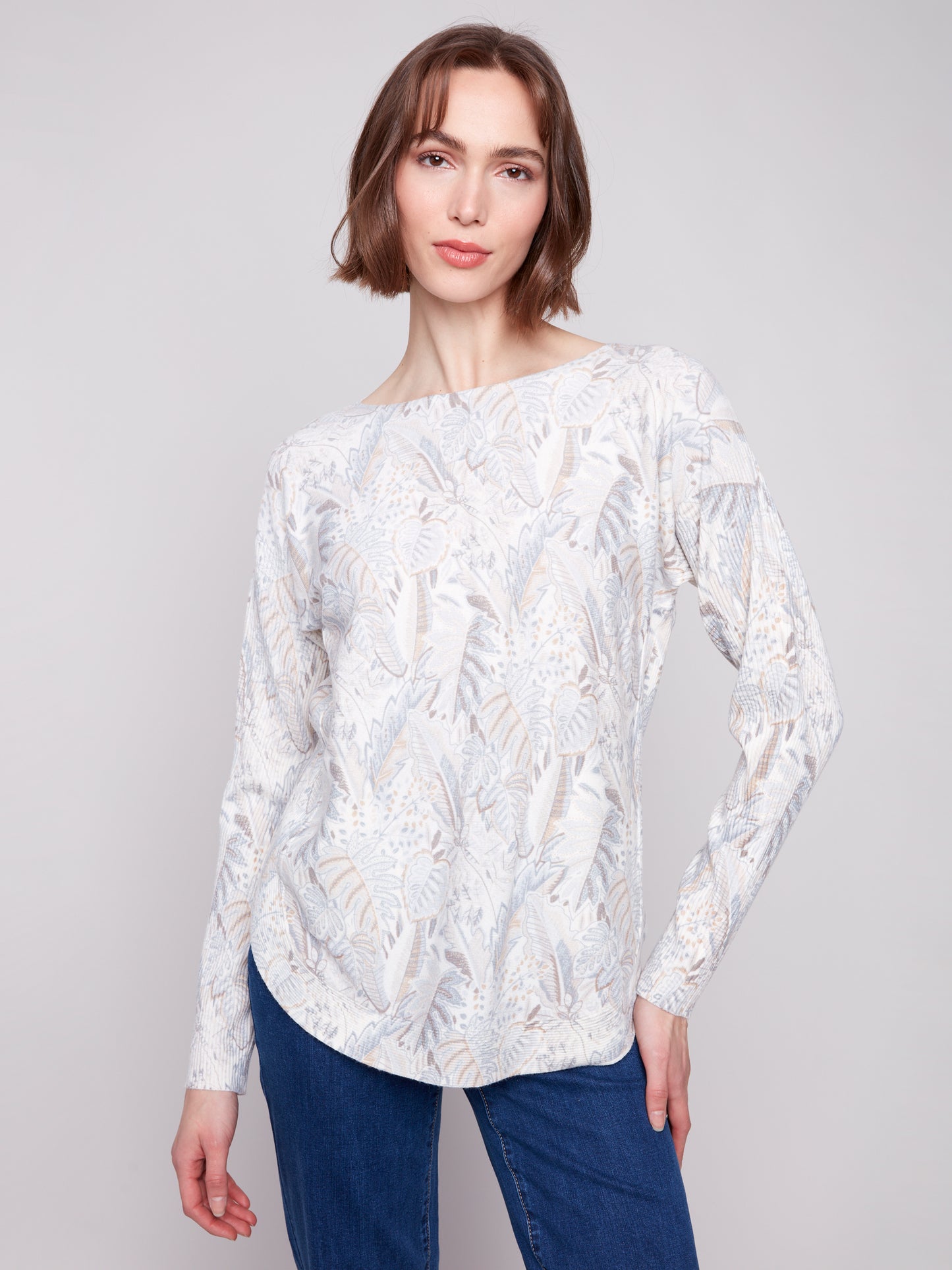 CB Printed Rounded Hem Sweater