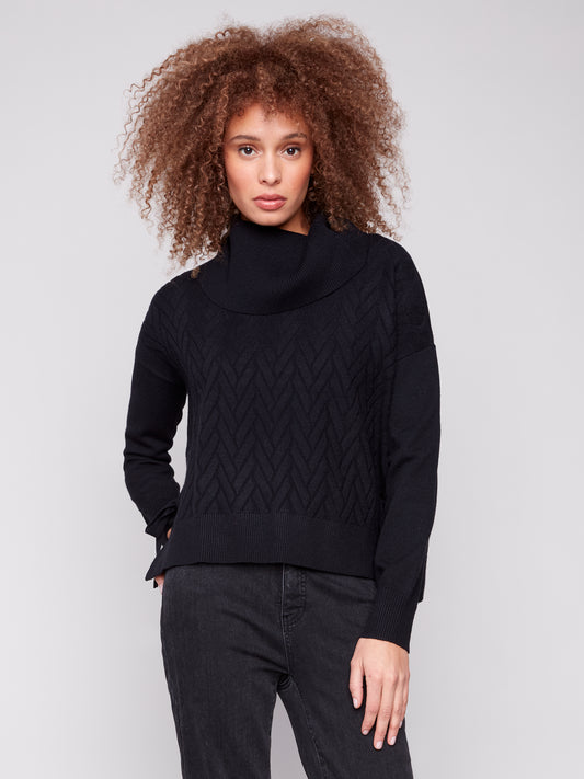 CB Cowlneck Sweater W/Side Slit