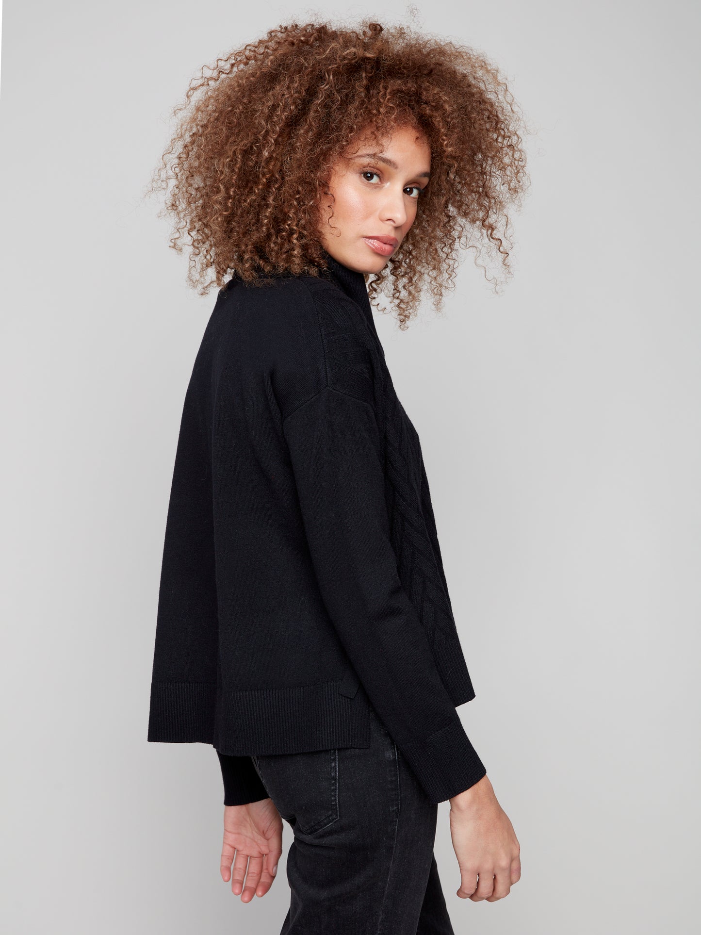 CB Cowlneck Sweater W/Side Slit