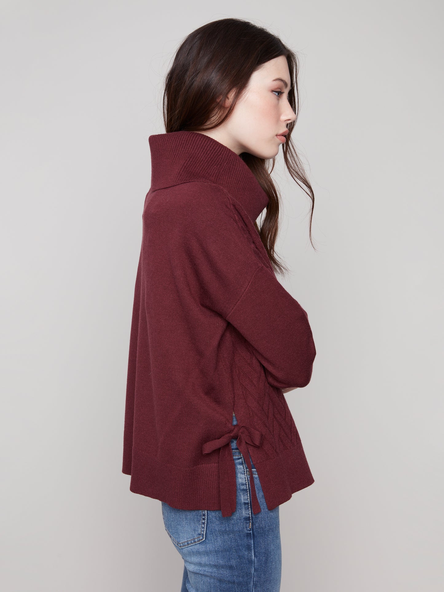 CB Cowlneck Sweater W/Side Slit
