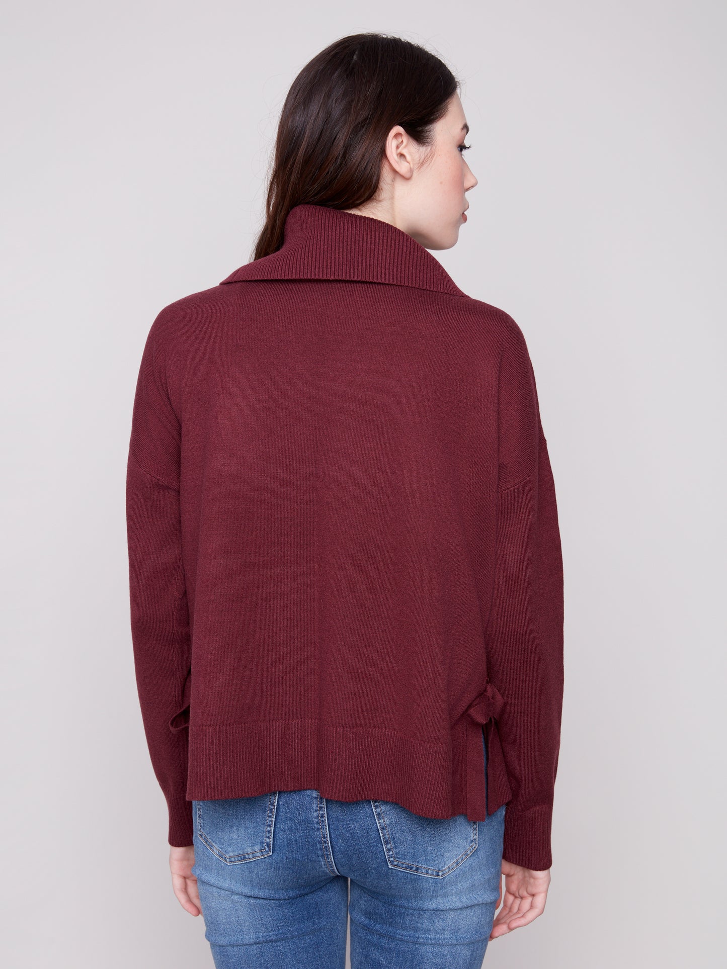 CB Cowlneck Sweater W/Side Slit