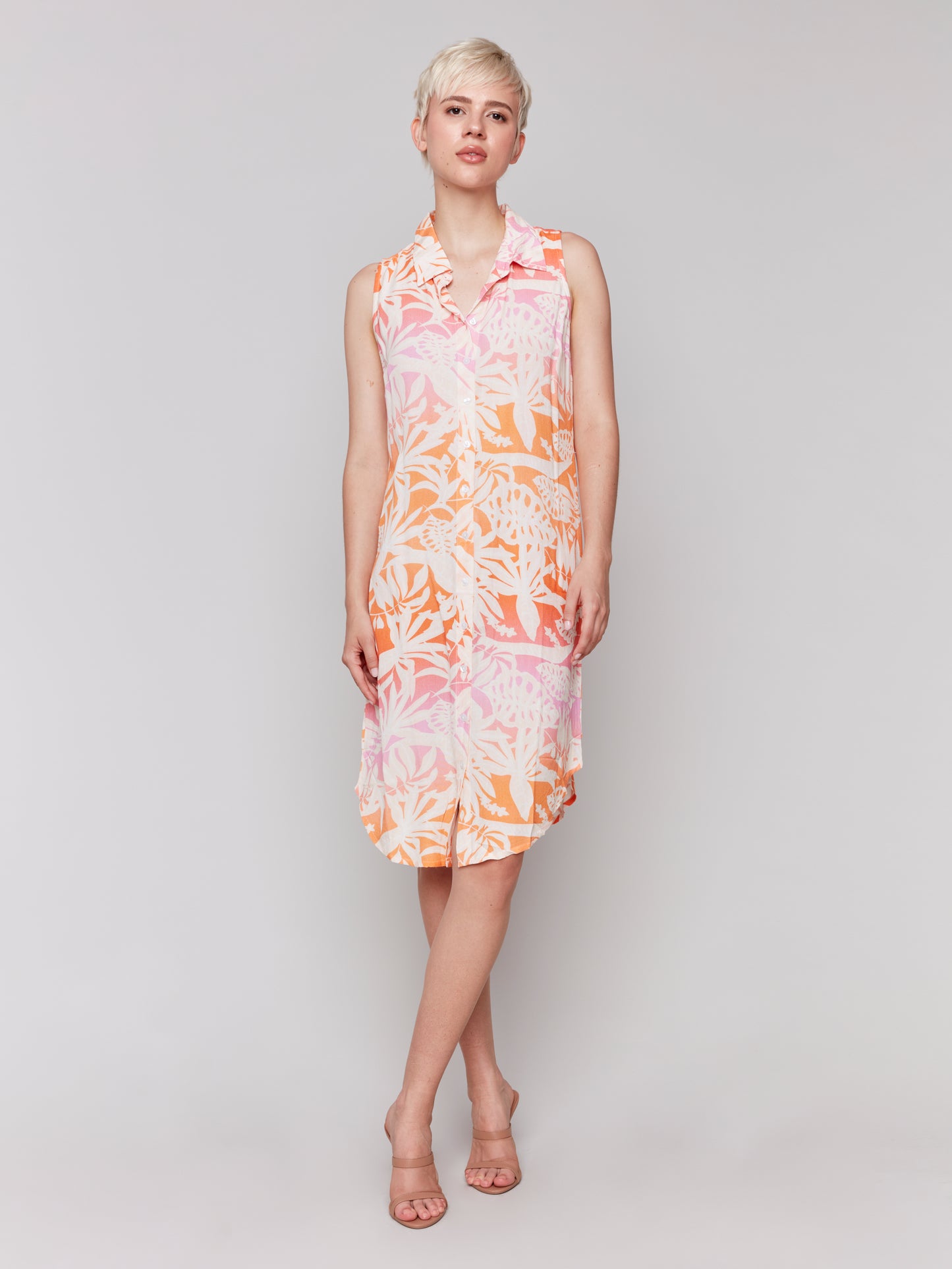 CB Printed Button Front Dress