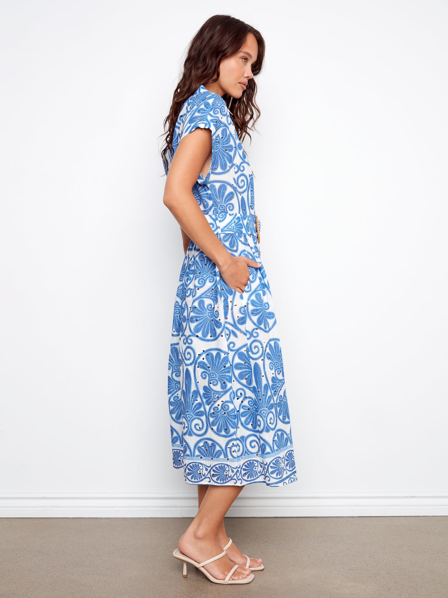 CB Printed Eyelet Dress W/Belt