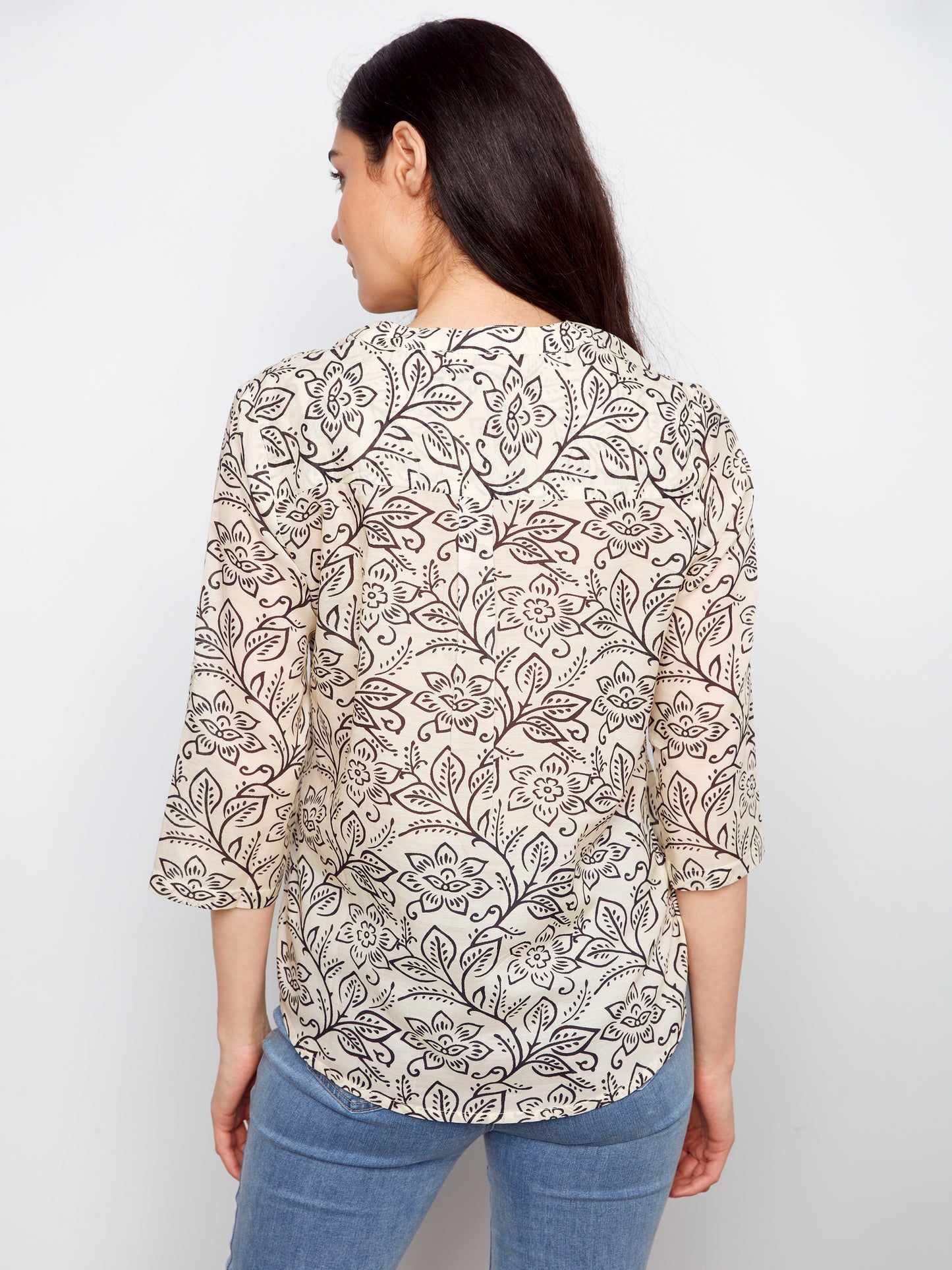 CB Printed Roll Up Slv Blouse