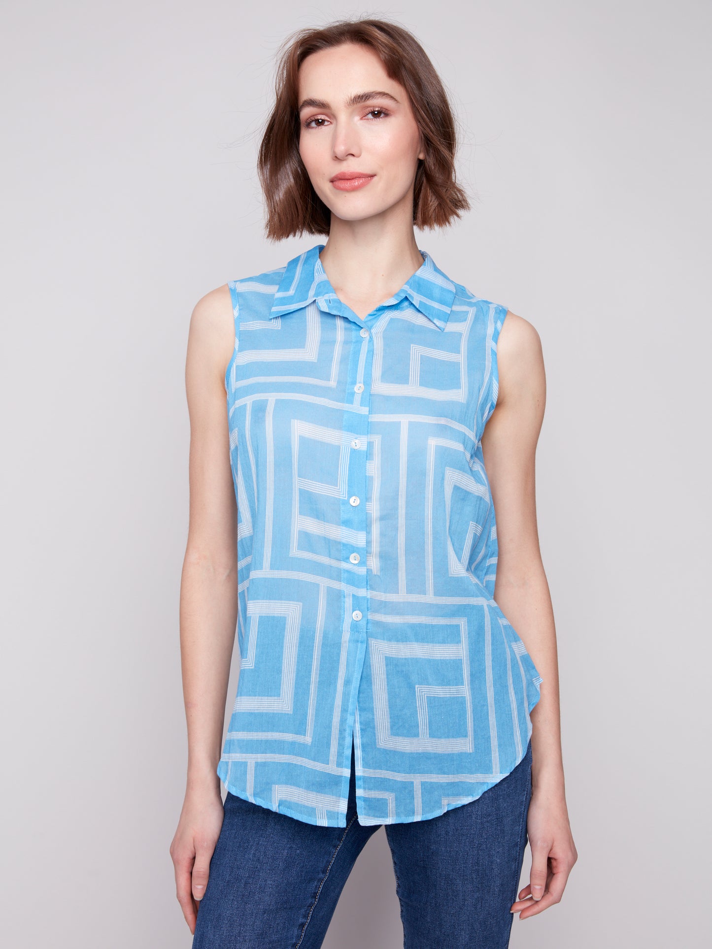 CB Slvless Top W/Tie Front