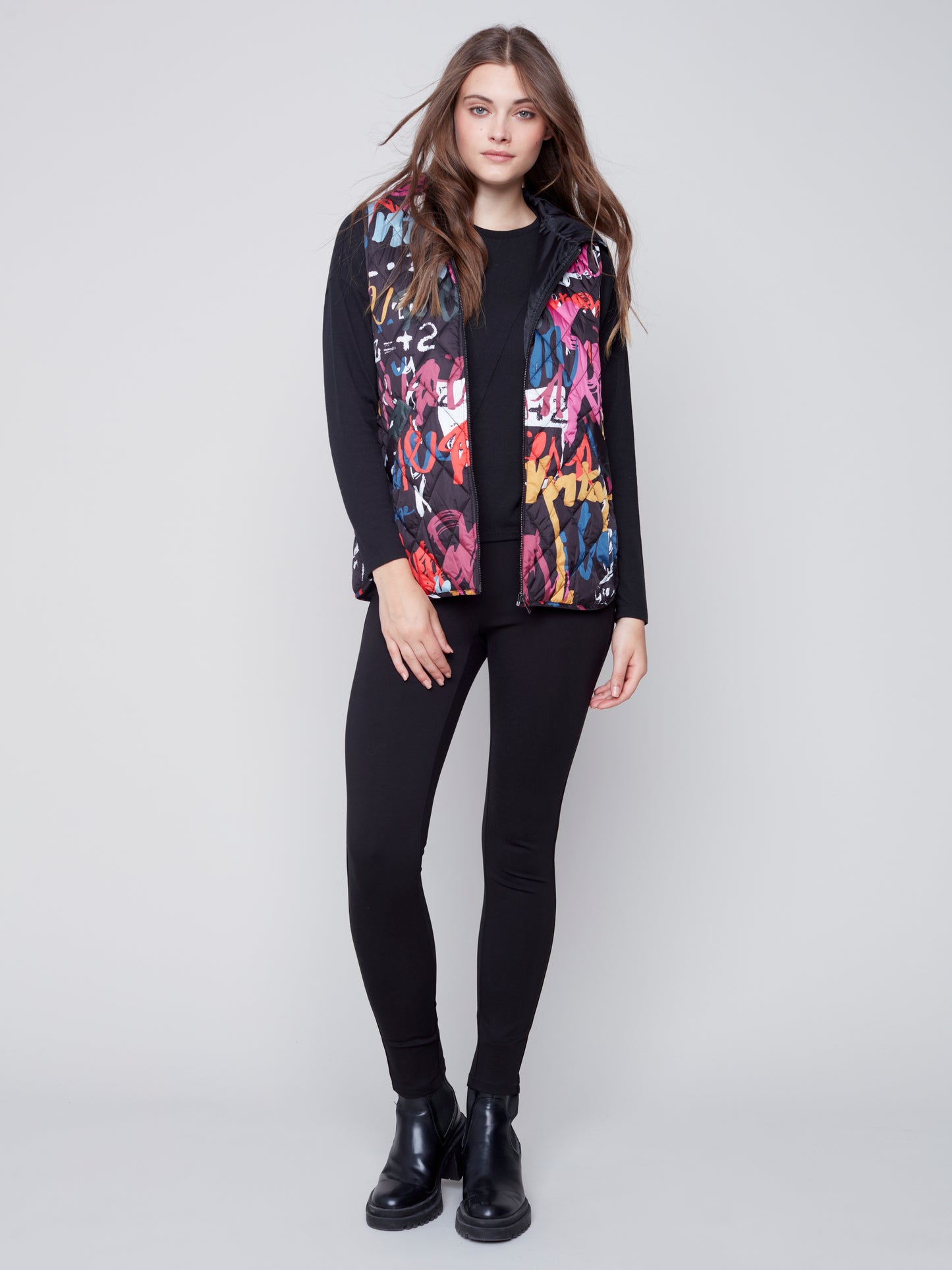 CB Hooded Quilted Print Vest