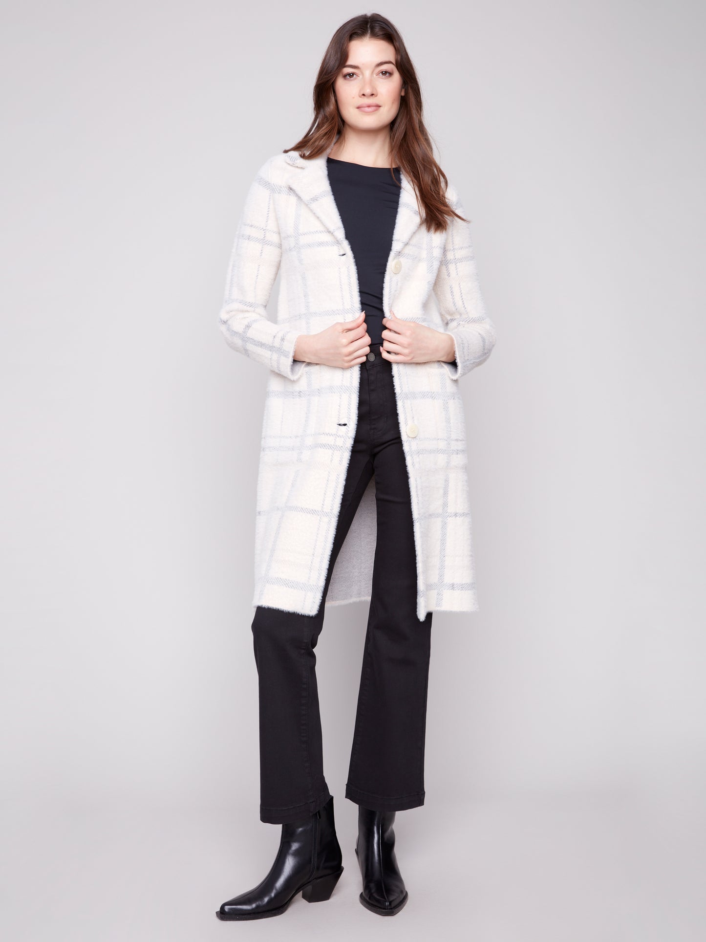 CB Plaid Knit Coatigan