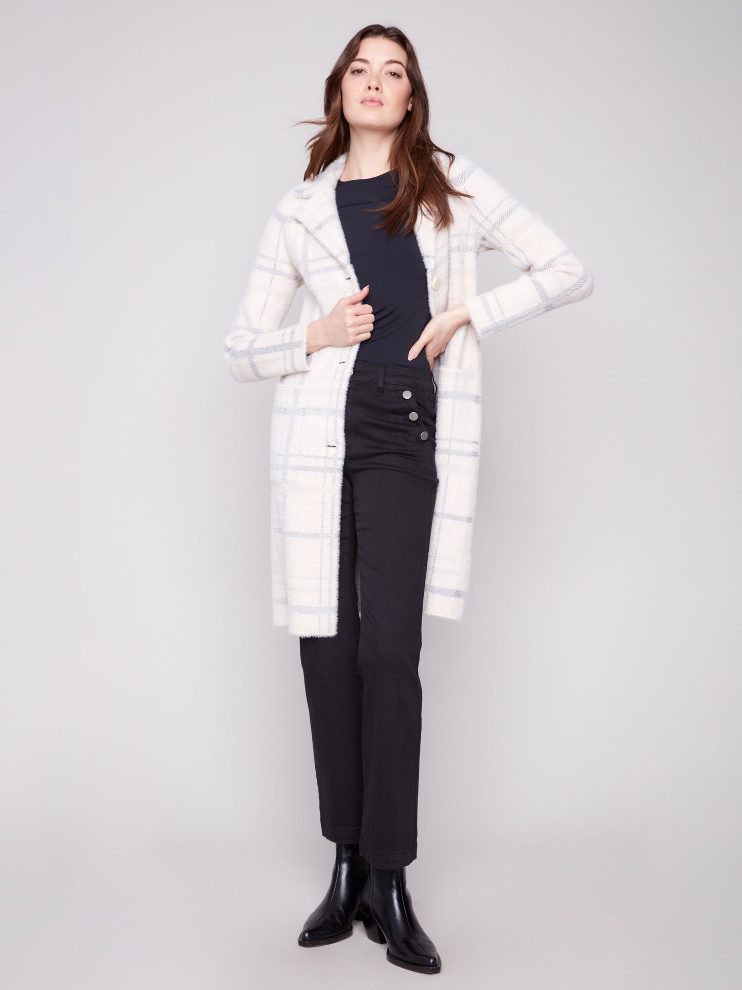 CB Plaid Knit Coatigan