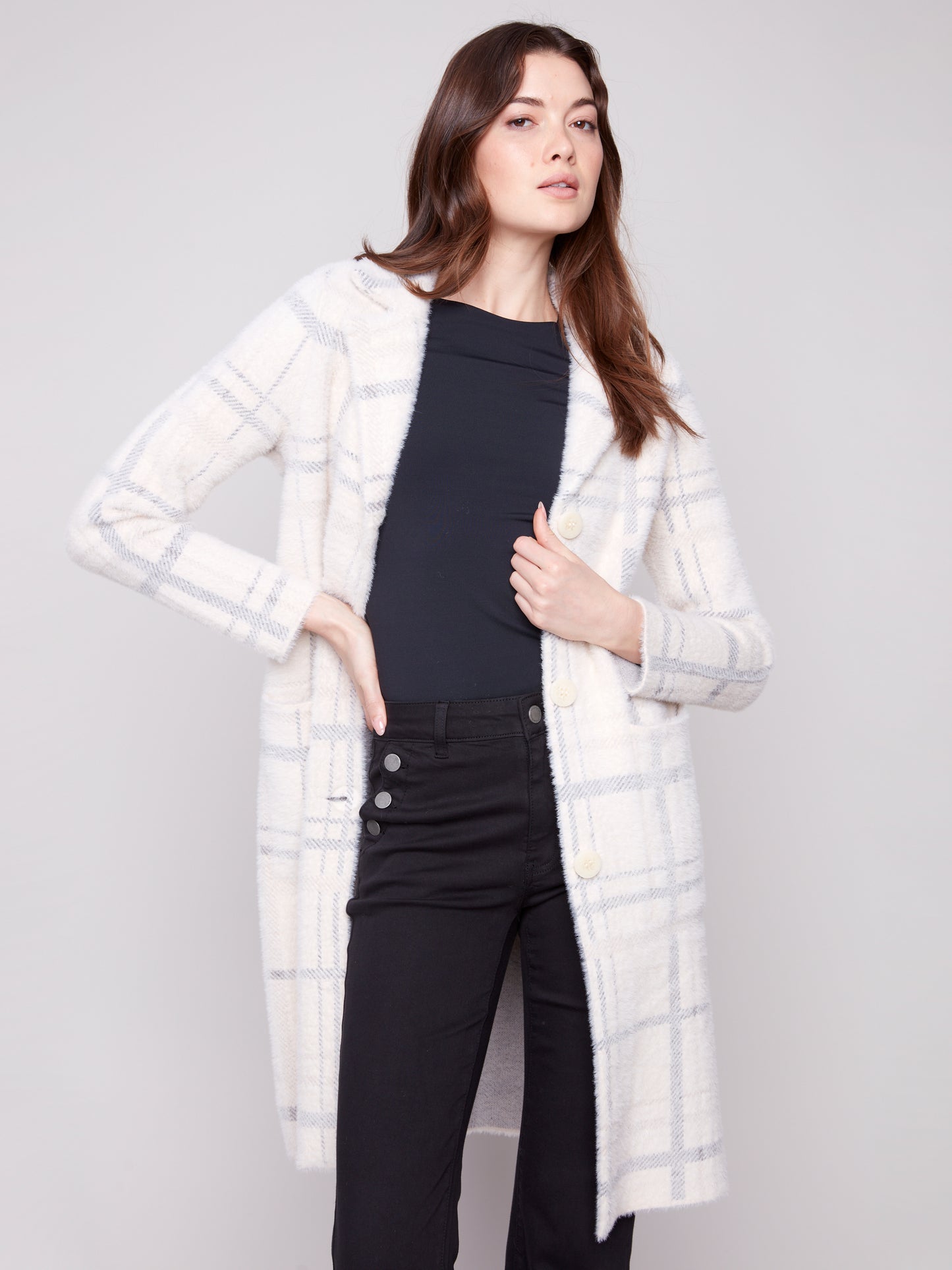 CB Plaid Knit Coatigan