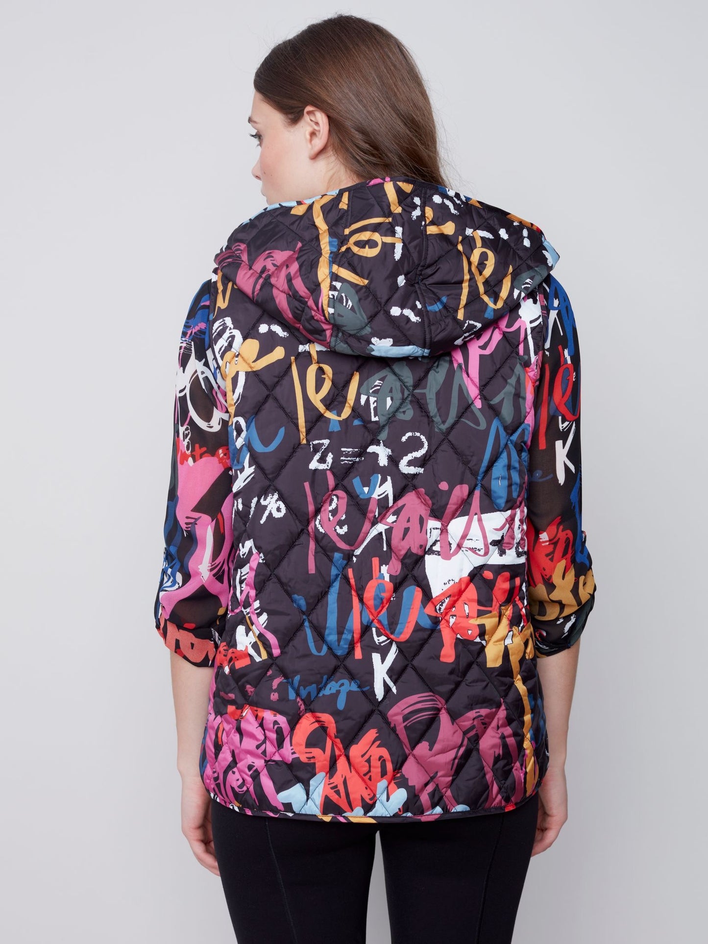 CB Hooded Quilted Print Vest
