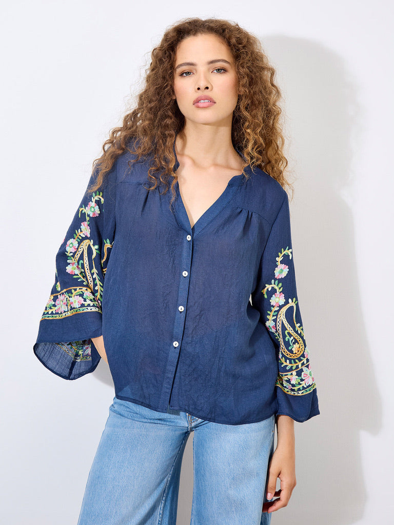 AP Paisley Bell Slv Blouse