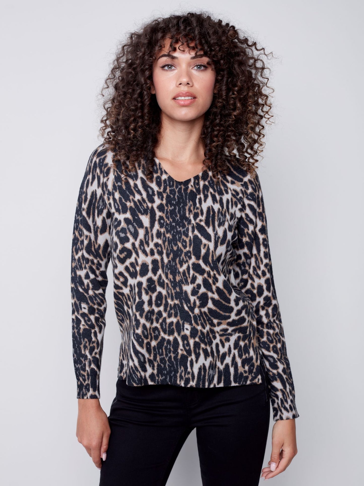 CB Printed V-neck Sweater