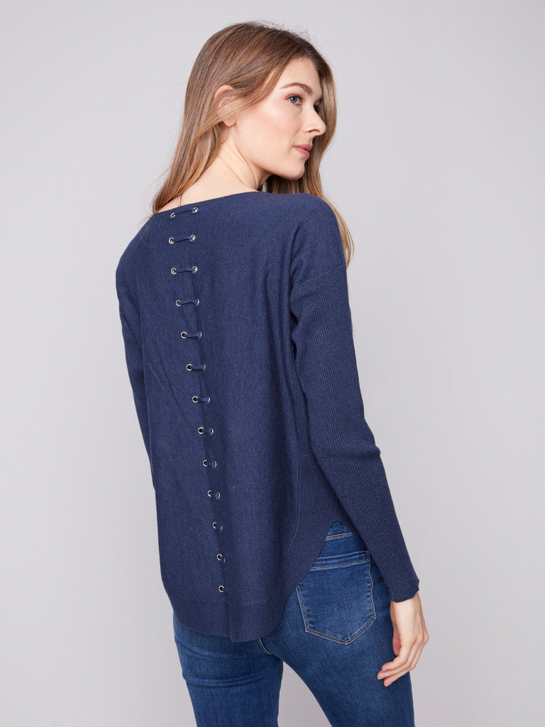CB Sweater W/Lace up Back