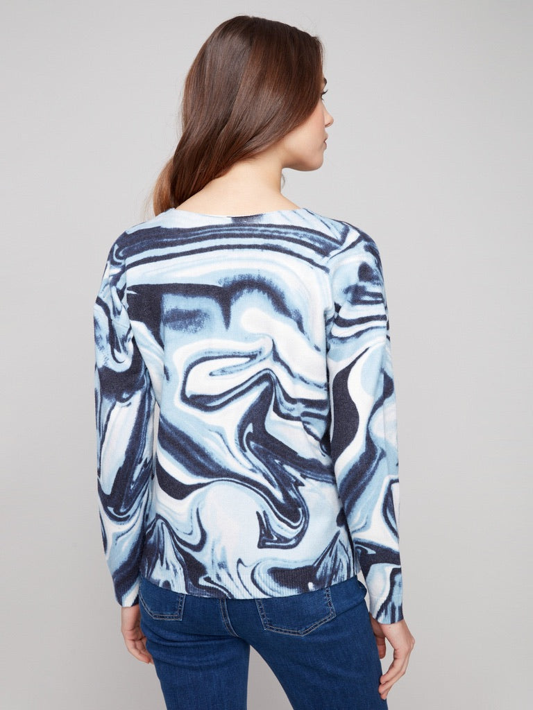 CB Printed Plushy V-Neck