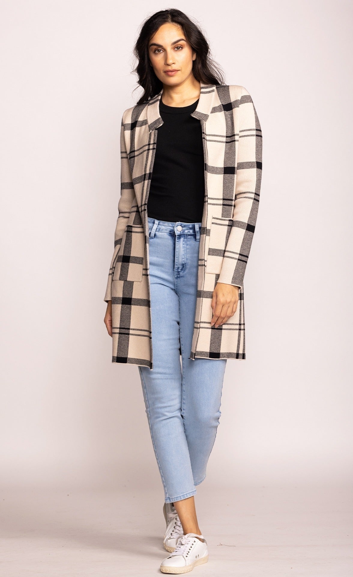 PM Plaid Open Cardigan
