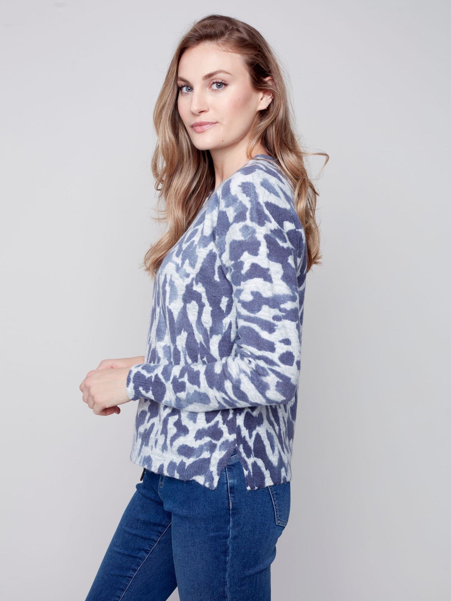 CB Printed V-neck Sweater