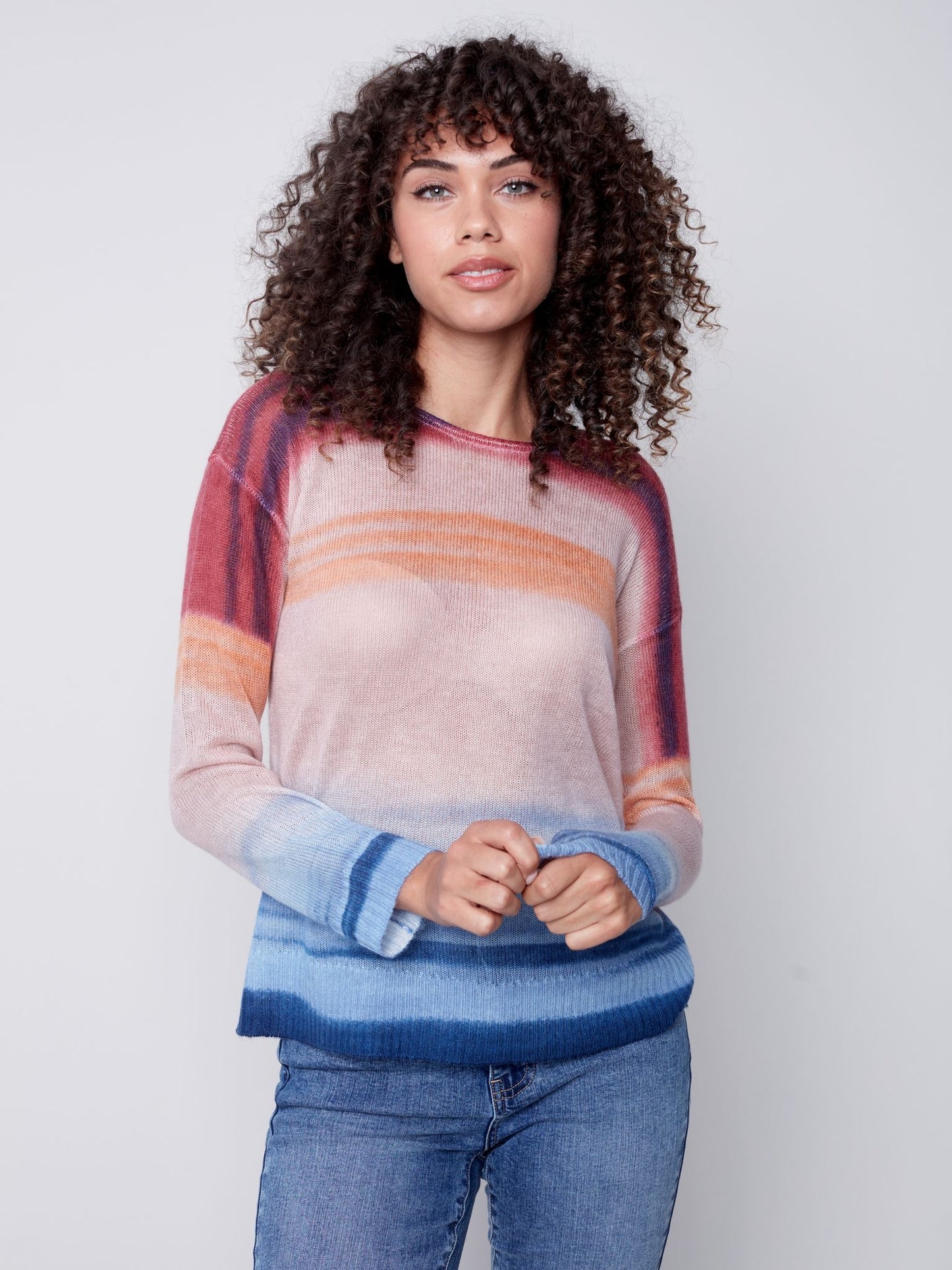 CB Printed Sheer Knit Sweater