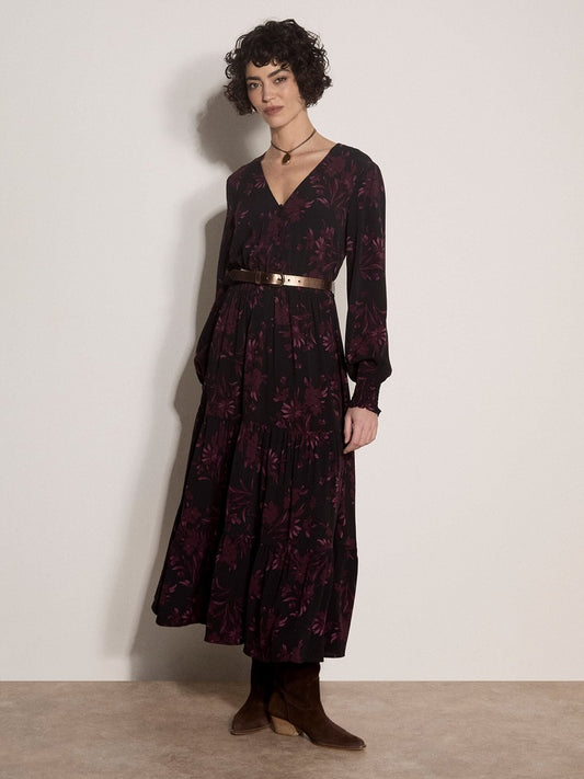 AP Button Detail Ruffle Dress
