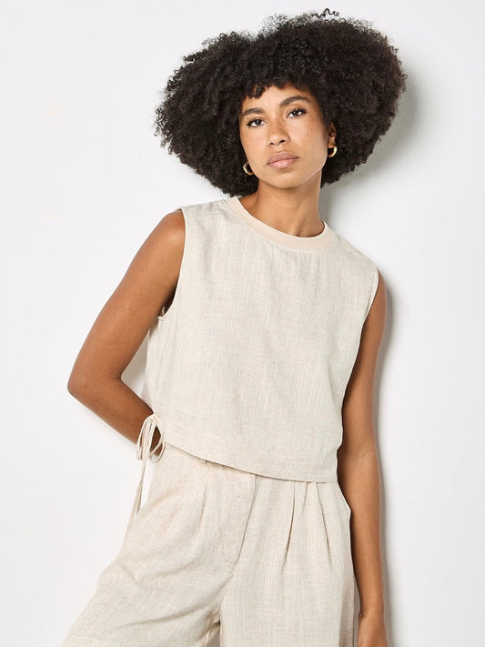AP Ribbed Neck Side Tie Top
