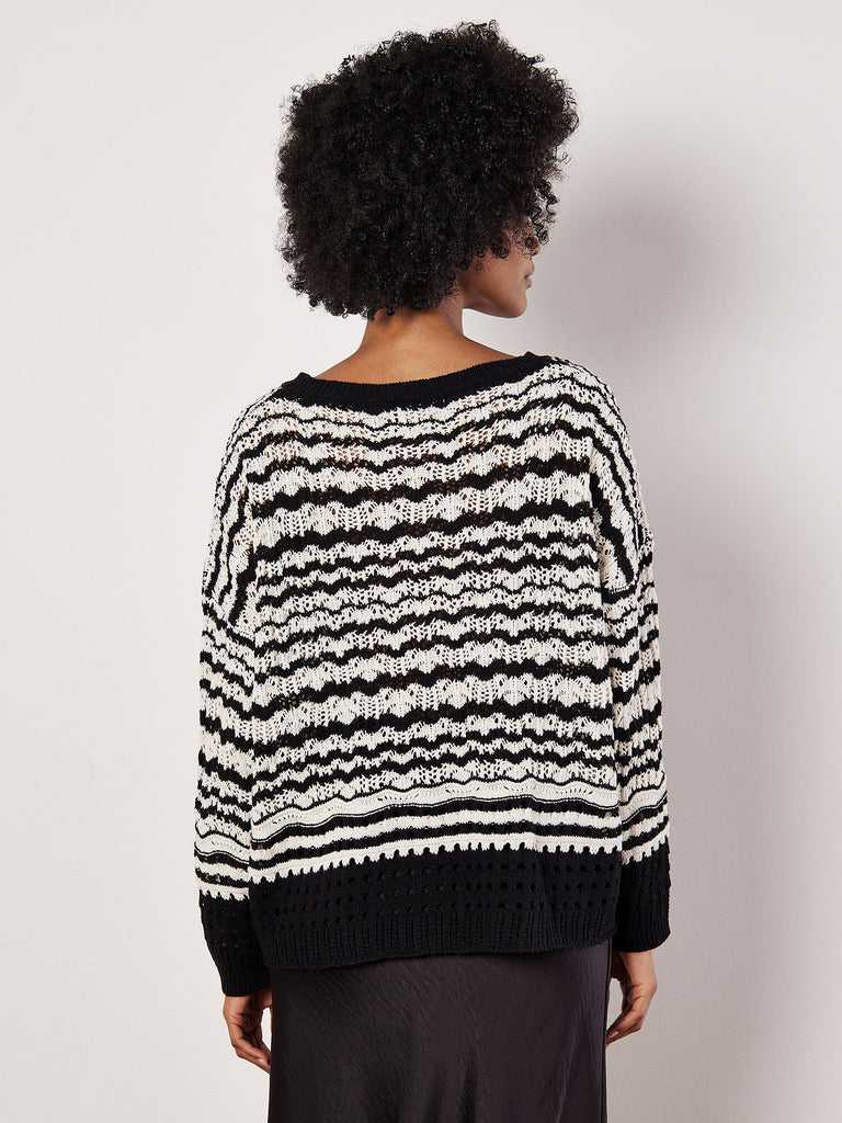 AP Stripped Pointelle Sweater