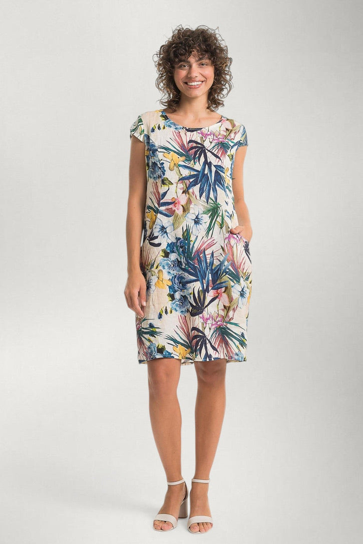 LO Print Dress W/Cap Sleeve