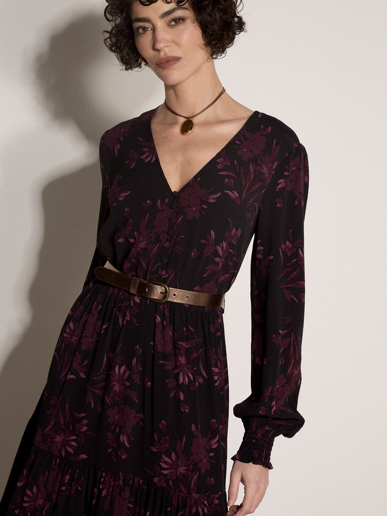AP Button Detail Ruffle Dress