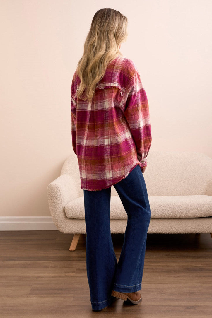 TB Plaid Shirt w/Fringe