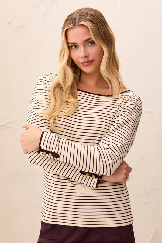 TB Boatneck Top W/Bttn Details