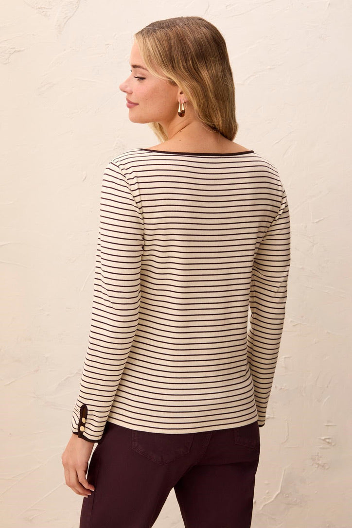 TB Boatneck Top W/Bttn Details