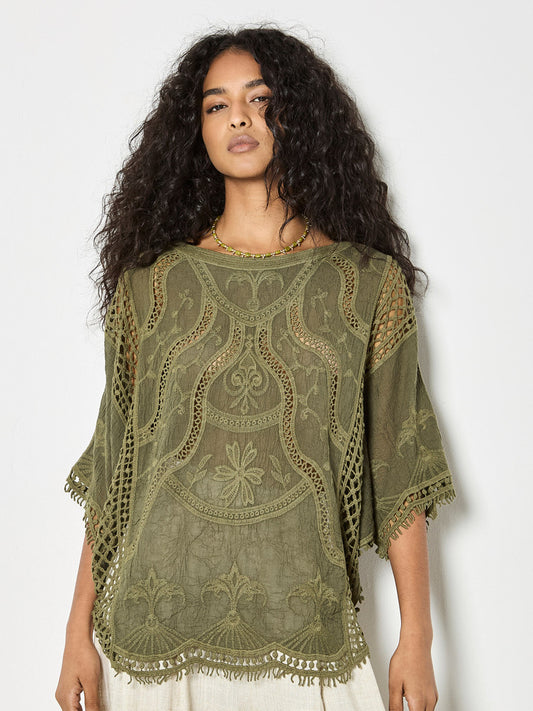 AP Embrod. Cotton Crochet Top