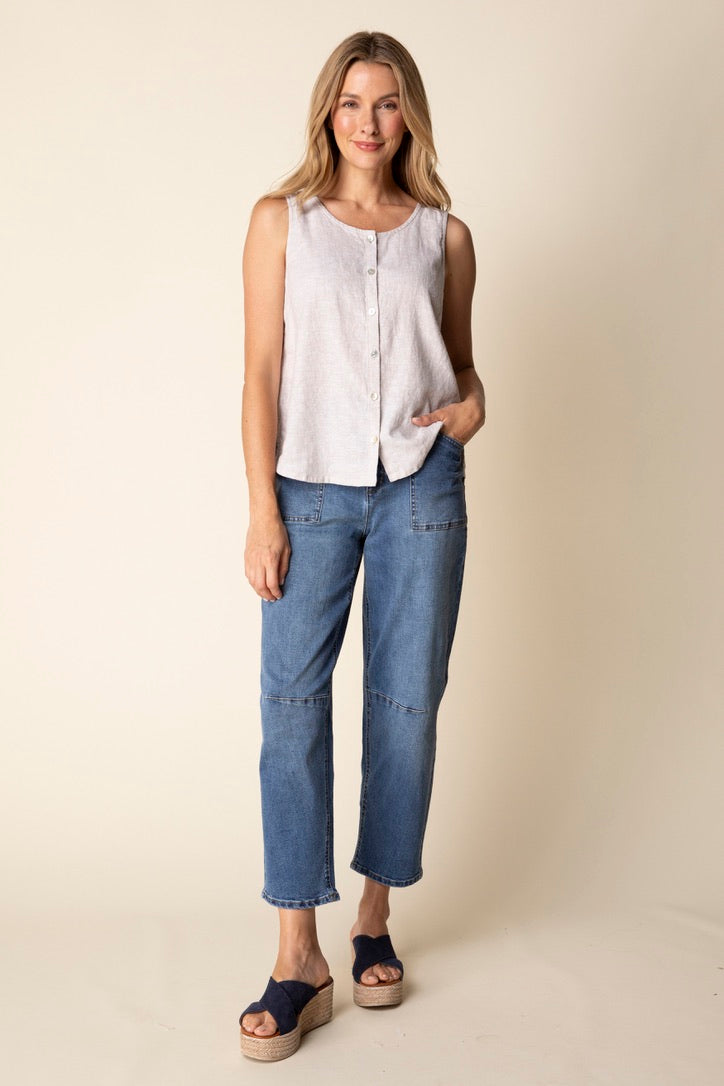 HC Pleat Back Button Tank