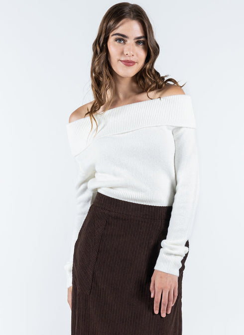 CCT Off Shoulder Light Sweater