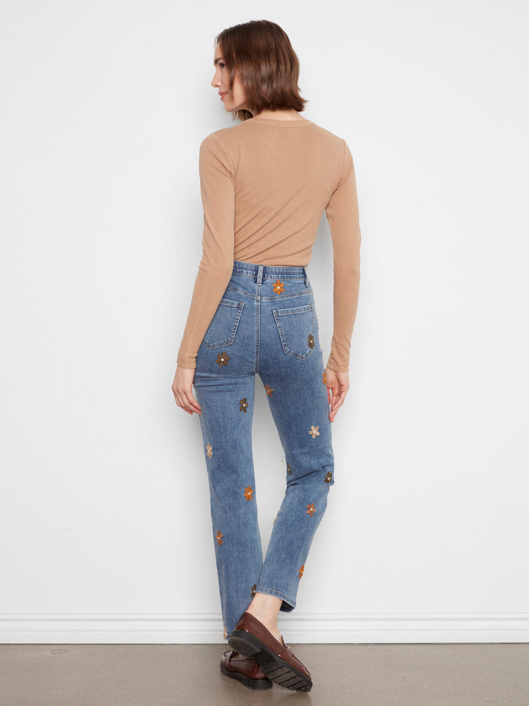 CB Streight Leg Floral Emb.
