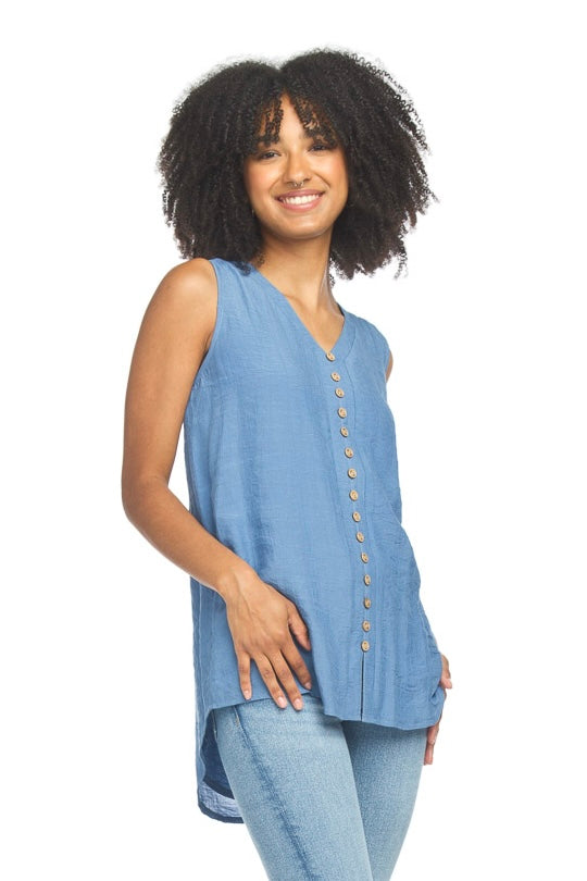 PPLN Slv Less Blouse Layered Front