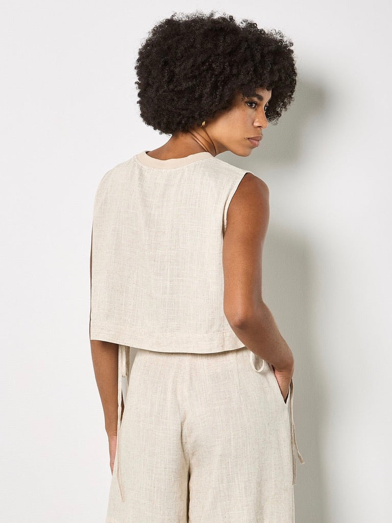 AP Ribbed Neck Side Tie Top