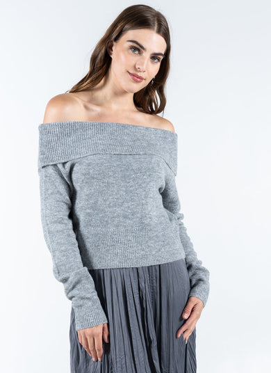 CCT Off Shoulder Light Sweater