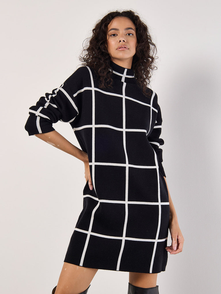 AP Window Check Sweater Dress