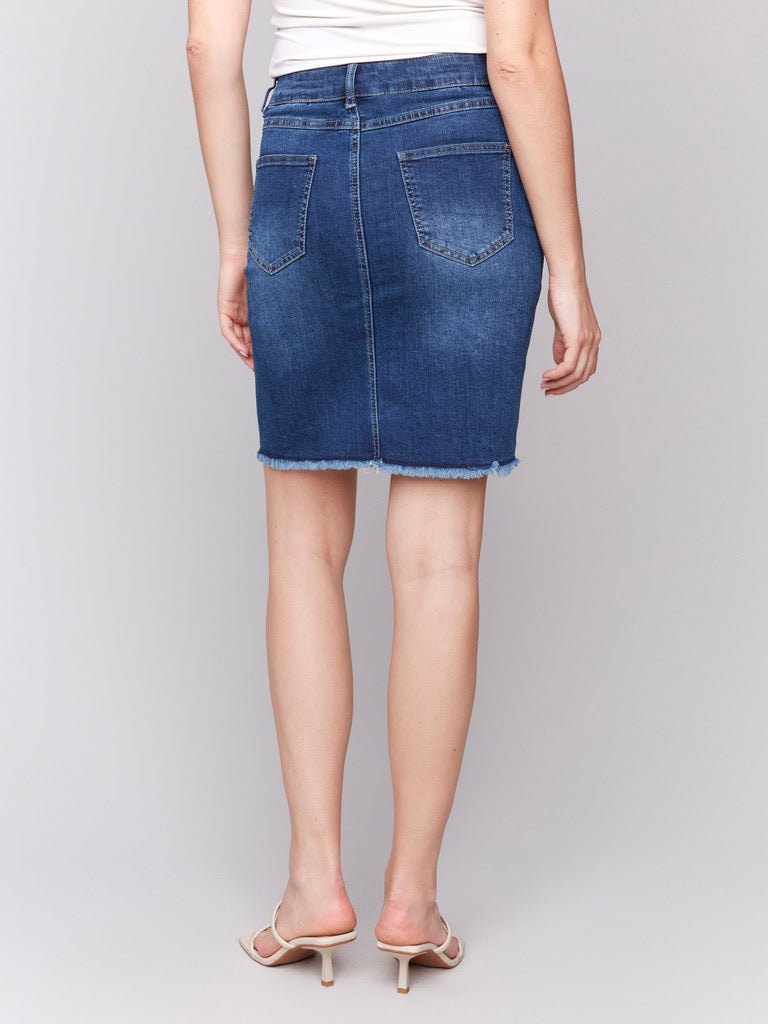 CB Denim Skort w/Frayed Hem