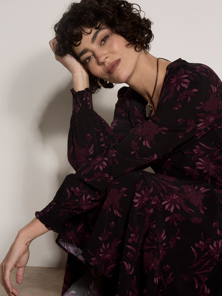 AP Button Detail Ruffle Dress